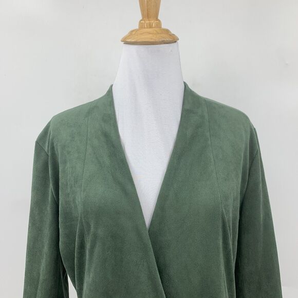 BlankNYC Jacket Womens XS Sage Vegan Suede Waterfall Lapel Drawstring Waist - Picture 3 of 15